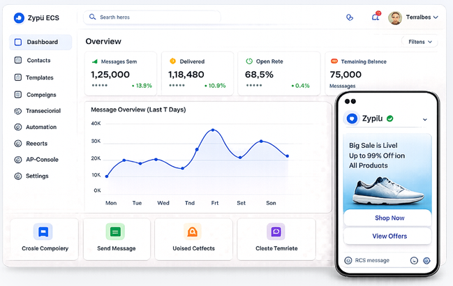 Zyplu RCS Dashboard and Chat Preview